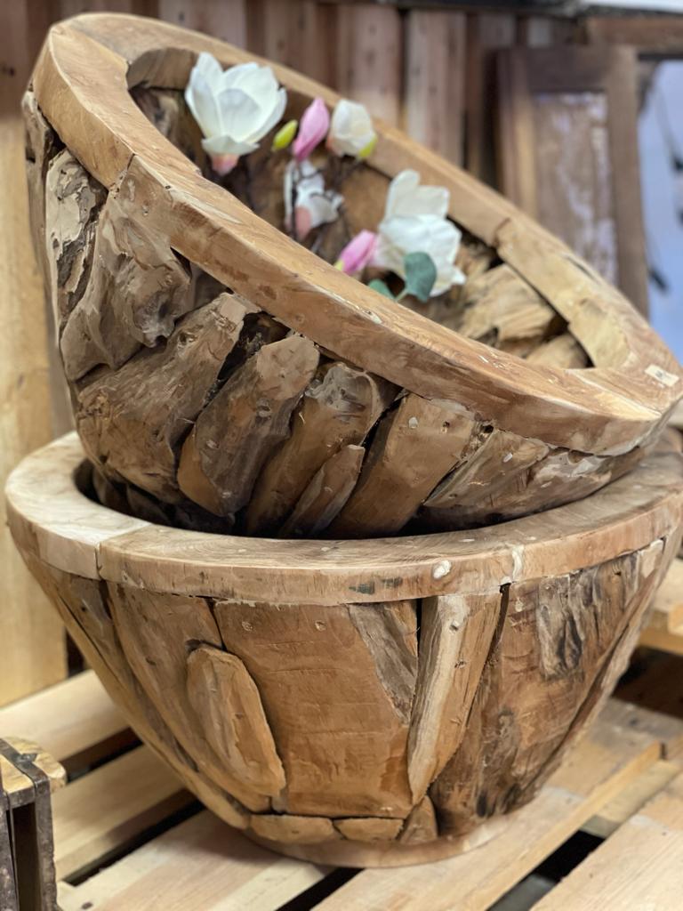 Teakholz Boden Vase groß